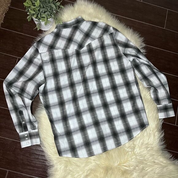 Rodeo Black plaid pearl snap button down sz XL - Picture 3 of 6